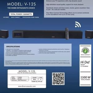 Bravias V-12S Soundbar System